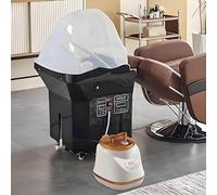 RETRIN Equipo De SPA Head para Cabeza Japonés con Cascada - Depósito 60L,Fototerapia LED,Control de Temperatura 30-55°C - Diseñado para Peluquerías,Spas y Capilares WithFumigation-Black