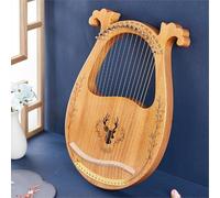 Retro 16 Cuerdas Lyre Harp con Cuerdas de Repuesto Llave de Ajuste Arpa de Lira para la Iluminación Musical Arpa de Palanca Instrumento de Cuerda(Log)
