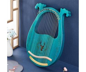 Retro 16 Cuerdas Lyre Harp con Cuerdas de Repuesto Llave de Ajuste Arpa de Lira para la Iluminación Musical Arpa de Palanca Instrumento de Cuerda(Azul)