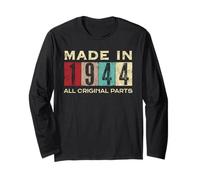 Retro 1944 Todas las piezas originales Vintage Made in 1944 Hombres Mujeres Manga Larga