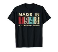 Retro 1948 Todas las piezas originales Vintage Made in 1948 Hombres Mujeres Camiseta