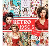 RETRO 1950'S SCRAPBOOK PAPER: This is a double sided craft paper, used in DIY junk journals, EPHEMERA, ORIGAMI, DECOUPAGE, MIXED MEDIA ART, Collage