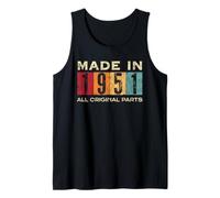 Retro 1951 Todas las piezas originales Vintage Made in 1951 Hombres Mujeres Camiseta sin Mangas
