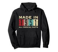 Retro 1951 Todas las piezas originales Vintage Made in 1951 Hombres Mujeres Sudadera con Capucha