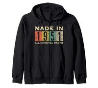 Retro 1951 Todas las piezas originales Vintage Made in 1951 Hombres Mujeres Sudadera con Capucha