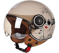 Retro 3/4 Open Face Helmet Cap - Hombres y Mujeres Vintage Motorcycle Half Helmets Dot/ECE Approved Light Transpirable Moto Jet Half Helmet para Cruiser Scooter ATV (Color : E, Size : M=54-56CM)