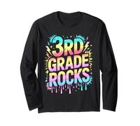 Retro 3er Grado Rocks Last Day Future Heroes Teacher Year Manga Larga