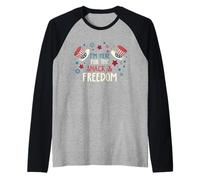 Retro 4 de julio Estoy aquí por los bocadillos y la libertad Camiseta Manga Raglan