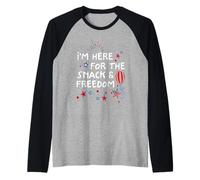 Retro 4 de julio Estoy aquí por los bocadillos y la libertad Camiseta Manga Raglan