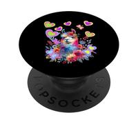 Retro 60er Lama Flores Corazones Mariposa Llamas Niño Mujer PopSockets PopGrip Adhesivo