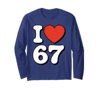 Retro 67 Meme - Gracioso I Love Six Seven Manga Larga