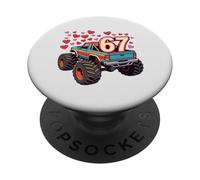 Retro 67 Monster Truck Six Seven Valentine Boys PopSockets PopGrip Adhesivo