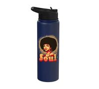 Retro 70s Funk Soul Music Lover Afro Woman Vintage Disco Stainless Steel Insulated Water Bottle