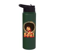 Retro 70s Funk Soul Music Lover Afro Woman Vintage Disco Stainless Steel Insulated Water Bottle
