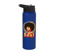 Retro 70s Funk Soul Music Lover Afro Woman Vintage Disco Stainless Steel Insulated Water Bottle