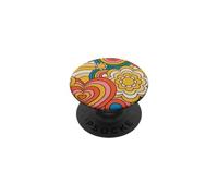 Retro 70s Groovy Rayas Beige Naranja Hippie Vintage Y2K RAD PopSockets PopGrip Adhesivo