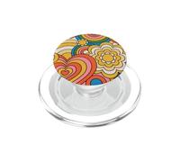 Retro 70s Groovy Rayas Beige Naranja Hippie Vintage Y2K RAD PopSockets PopGrip para MagSafe