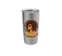 Retro 70s Soul Funk Afro Queen Disco Vintage Vaso térmico de acero inoxidable de doble pared