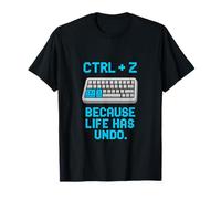 Retro 8-bit Ctrl Z Life Deshacer Programador Novedad Humor Camiseta