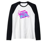 Retro 80s 90s Boom-Box Vintage Cassette Player Graphic tee Camiseta Manga Raglan