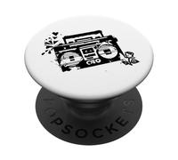 Retro 80s 90s Boom-Box Vintage Cassette Player Graphic tee PopSockets PopGrip Adhesivo