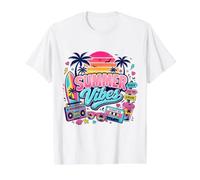 Retro 80s 90s Nostalgia Summer Vibes Tropical Beach Vacaciones Camiseta gráfica económica, Hombre, Blanco, L