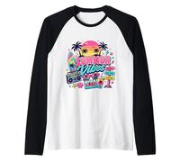 Retro 80s 90s Nostalgia Summer Vibes Tropical Beach Vacaciones Camiseta Manga Raglan