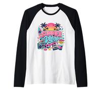 Retro 80s 90s Nostalgia Summer Vibes Tropical Beach Vacaciones Camiseta Manga Raglan