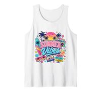 Retro 80s 90s Nostalgia Summer Vibes Tropical Beach Vacaciones Camiseta sin Mangas