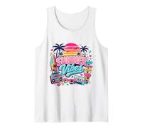 Retro 80s 90s Nostalgia Summer Vibes Tropical Beach Vacaciones Camiseta sin Mangas