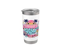 Retro 80s 90s Nostalgia Summer Vibes Tropical Beach Vacaciones Vaso térmico de acero inoxidable de doble pared