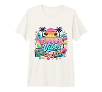 Retro 80s 90s Nostalgia Tropical Beach Vibe Sunset Palmera Camiseta Premium