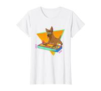 Retro 80's Gamer Dog Sci-Fi Game Controller Videojuegos Swag Camiseta gráfica económica, Mujer, Blanco, XL
