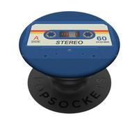 Retro 80's Music Cassette Tape Pretend Costume Graphic Blue PopSockets PopGrip Adhesivo