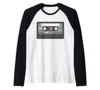 Retro 80's Music Cassette Tape Pretend Costume Graphic Gray Camiseta Manga Raglan