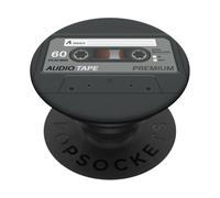 Retro 80's Music Cassette Tape Pretend Costume Graphic Gray PopSockets PopGrip Adhesivo