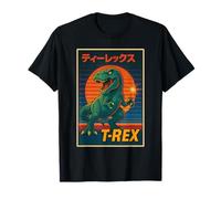 Retro 80s T-Rex Dinosaurio Estética Japonesa Camiseta
