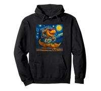Retro 80s T-Rex Roaring Boombox Diseño de noche estrellada Sudadera con Capucha