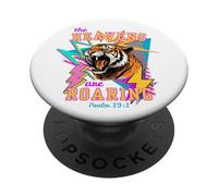 Retro 80s Tiger The Heavens Are Roaring Salmo 19:1 PopSockets PopGrip Adhesivo