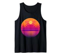 Retro 80s Vaporwave Palm Trees Sunset - Synthwave Art tee Camiseta sin Mangas