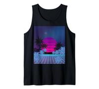 Retro 80s Vaporwave Palm Trees Sunset - Synthwave Art tee Camiseta sin Mangas