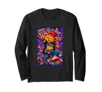 Retro 90s Nostalgia Cute Teddy Bear Hip Hop Cassette Graphic Manga Larga