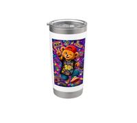 Retro 90s Nostalgia Cute Teddy Bear Hip Hop Cassette Graphic Vaso térmico de acero inoxidable de doble pared