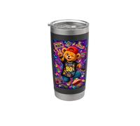 Retro 90s Nostalgia Cute Teddy Bear Hip Hop Cassette Graphic Vaso térmico de acero inoxidable de doble pared