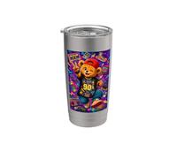 Retro 90s Nostalgia Cute Teddy Bear Hip Hop Cassette Graphic Vaso térmico de acero inoxidable de doble pared