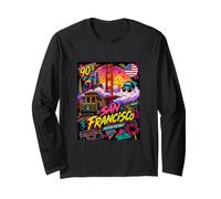 Retro 90s San Francisco California Skyline City by The Bay Manga Larga
