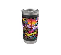 Retro 90s San Francisco California Skyline City By The Bay Vaso térmico de acero inoxidable de doble pared