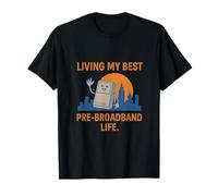 Retro 90s Y2K Viviendo Mi Mejor Vida Pre-Banda Ancha Camiseta
