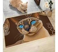 Retro Abstract Felpudo Antideslizante - 80 x 120 cmAnimales Gatos Trampa de Tierra Felpudo Exterior e Interior para Entrada Limpia - Fácil de Cuidar - Marrón Oscuro