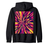 Retro Abstracto Synthwave Explosión Comic Neón Rosa Amarillo Sudadera con Capucha